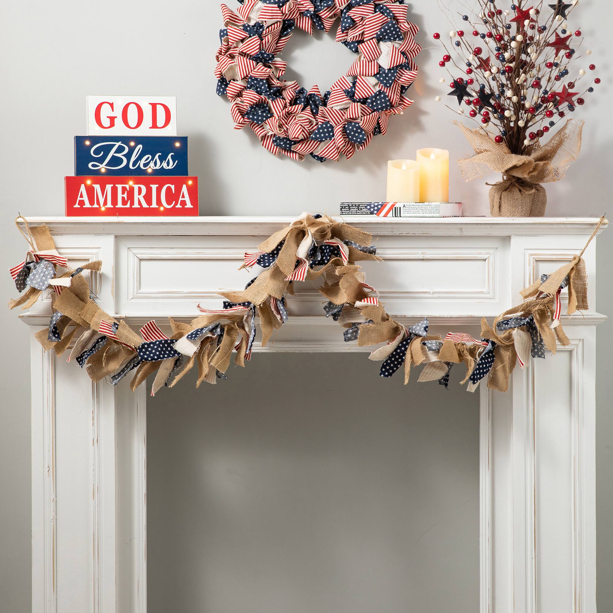 Glitzhome® 6ft. Patriotic Fabric Garland